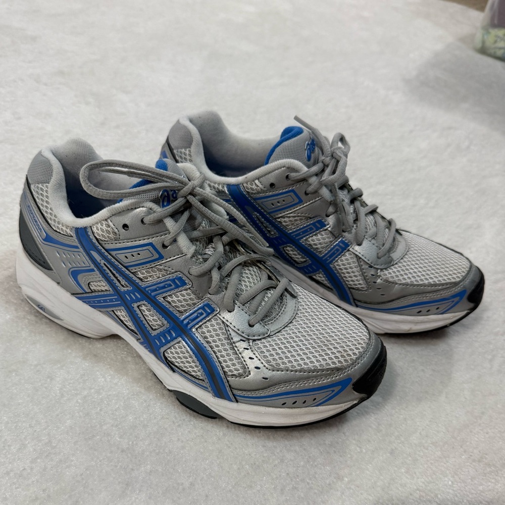 Asics Gray and Blue Athletic Running Shoes